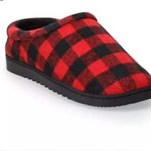 Men's Wool Slipper ( Sonoma)  Trimmed Edge Clog Slippers Black Red MEDIUM (8-9)